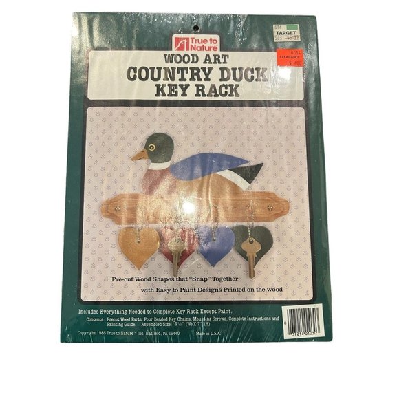 Vintage True to Nature Wood Art Country Duck Key Rack Kit New Old Stock - Picture 1 of 2